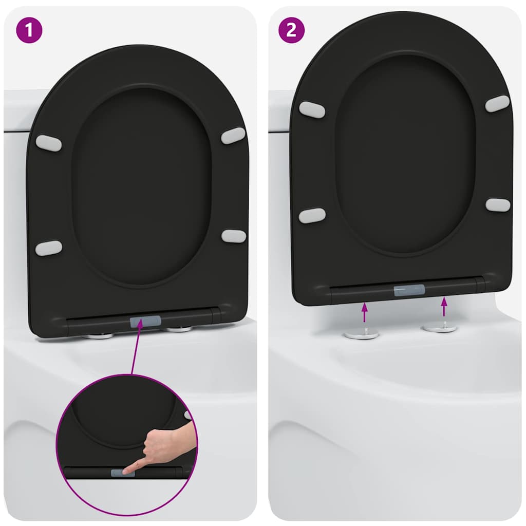 Toilet sæde Sort 47 x 36 x 3,4 cm Duroplast