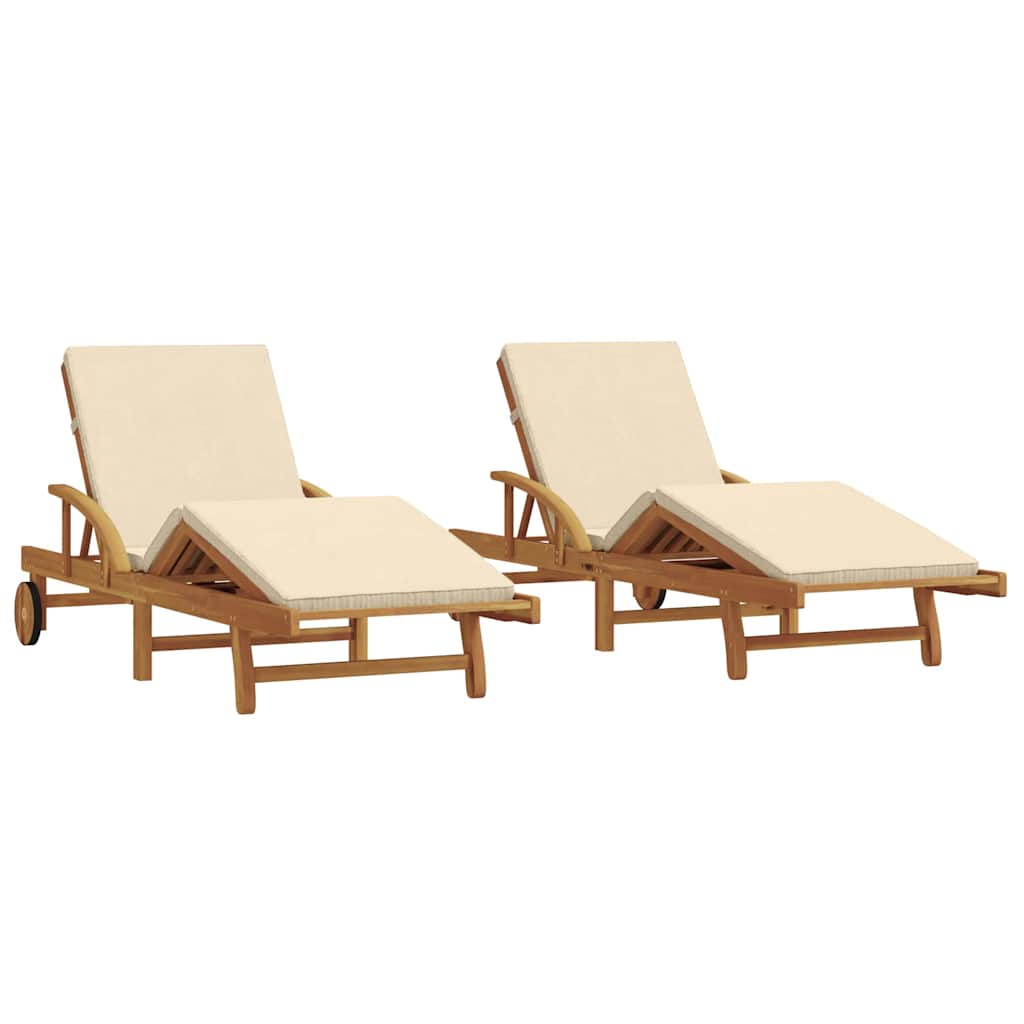 Solstol 2 stk. Massivt Akacietræ Beige