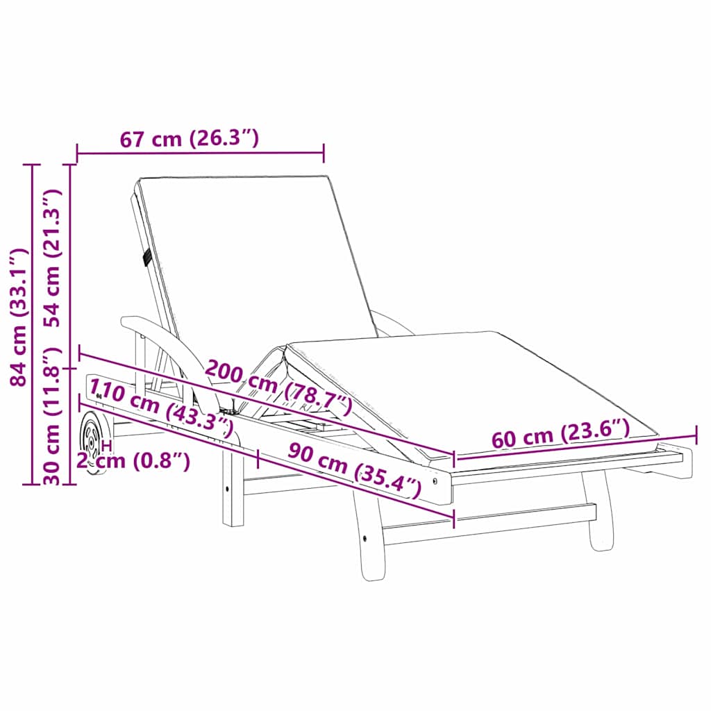 Solstol 2 stk. Massivt Akacietræ Gråbrun