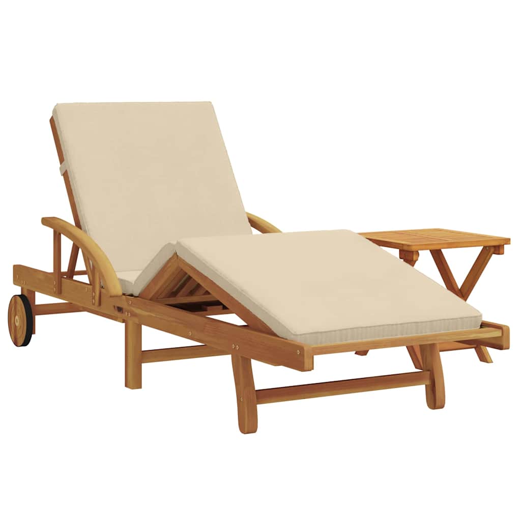 Solstol 2 stk. Massivt Akacietræ Beige