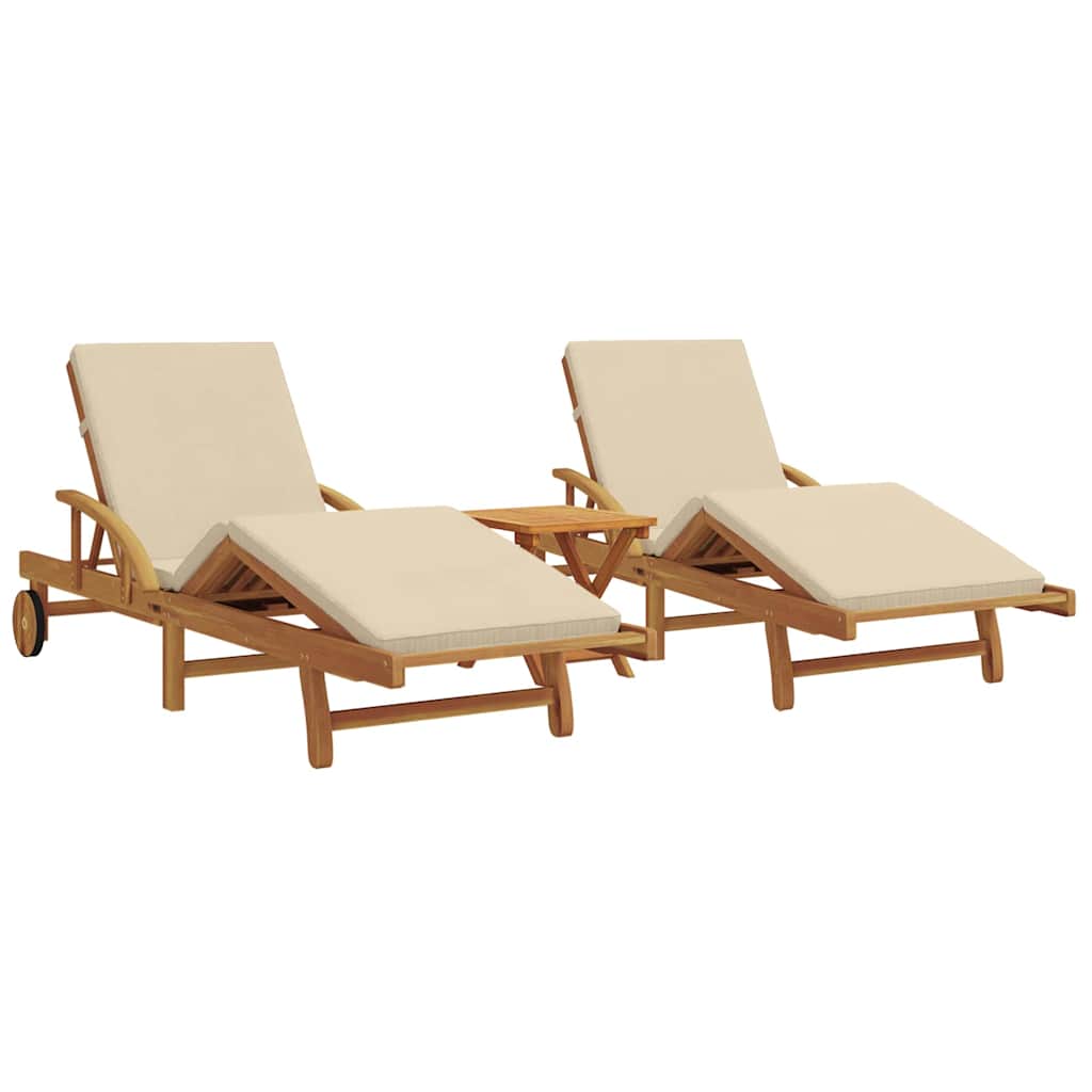 Solstol 3 stk. Massivt Akacietræ Beige