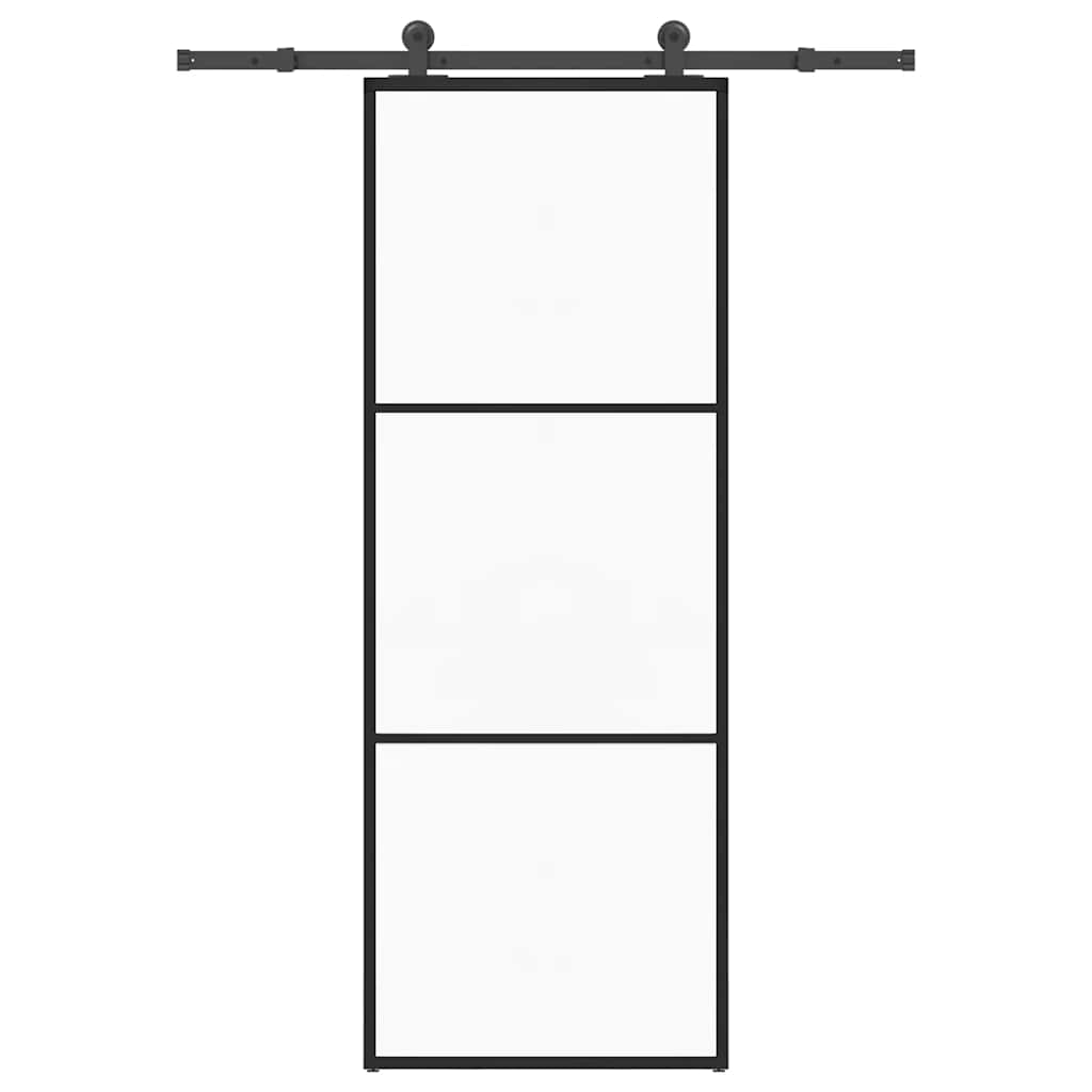 skydedør med hardwaresæt 76x205 cm sikkerhedsglas aluminium