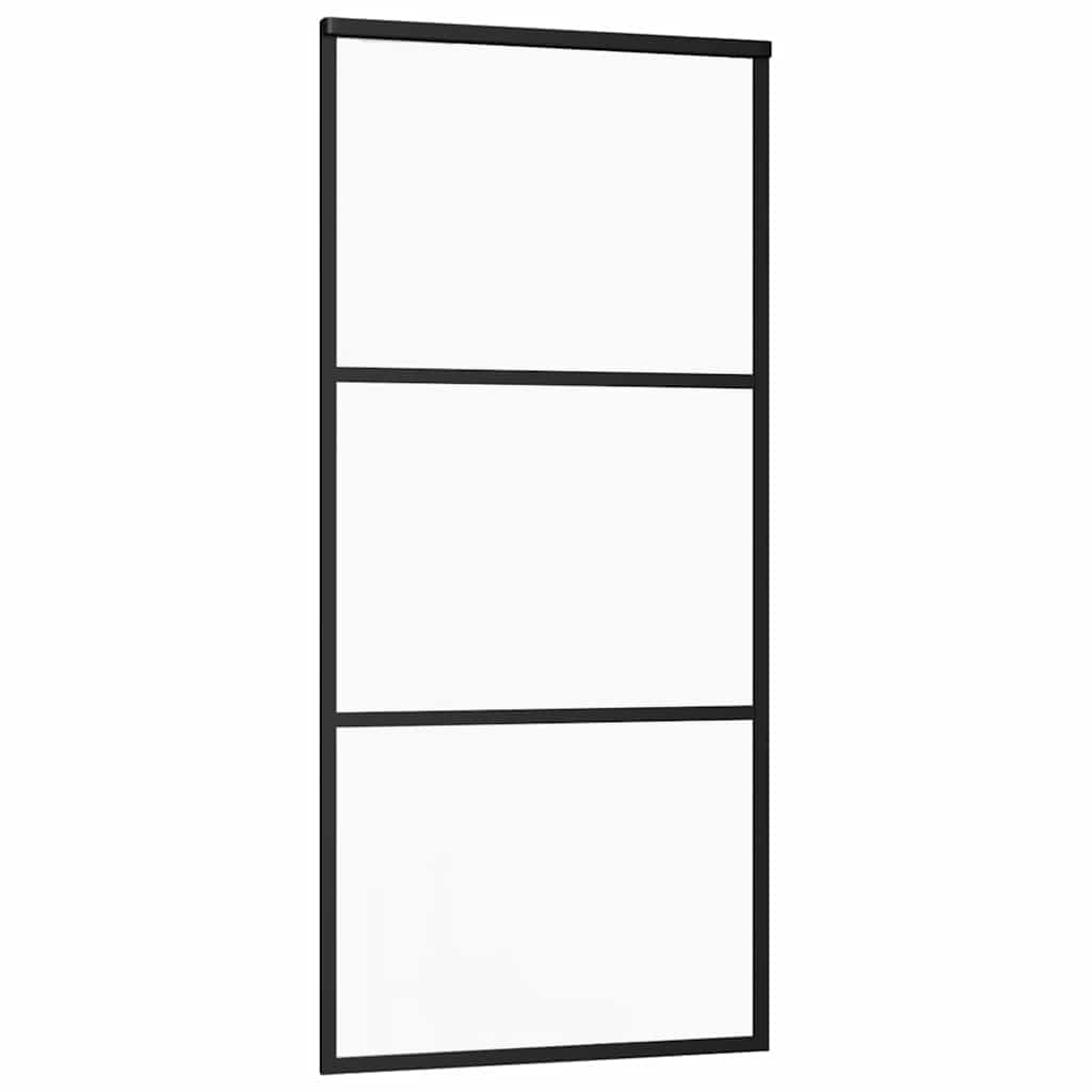 skydedør med hardwaresæt 76x205 cm sikkerhedsglas aluminium