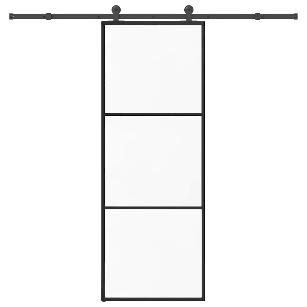 skydedør med hardwaresæt 76x205 cm sikkerhedsglas aluminium