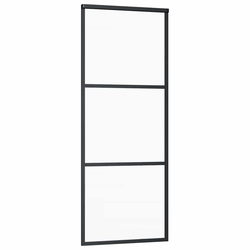 skydedør med hardwaresæt 76x205 cm sikkerhedsglas aluminium