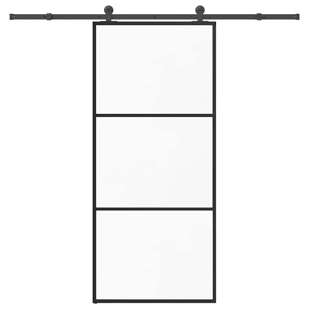 skydedør med hardwaresæt 90x205 cm sikkerhedsglas aluminium