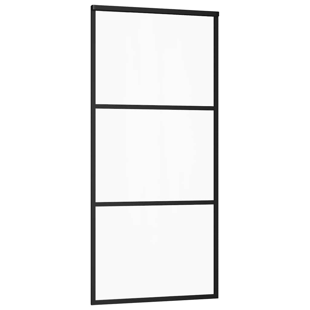 skydedør med hardwaresæt 90x205 cm sikkerhedsglas aluminium