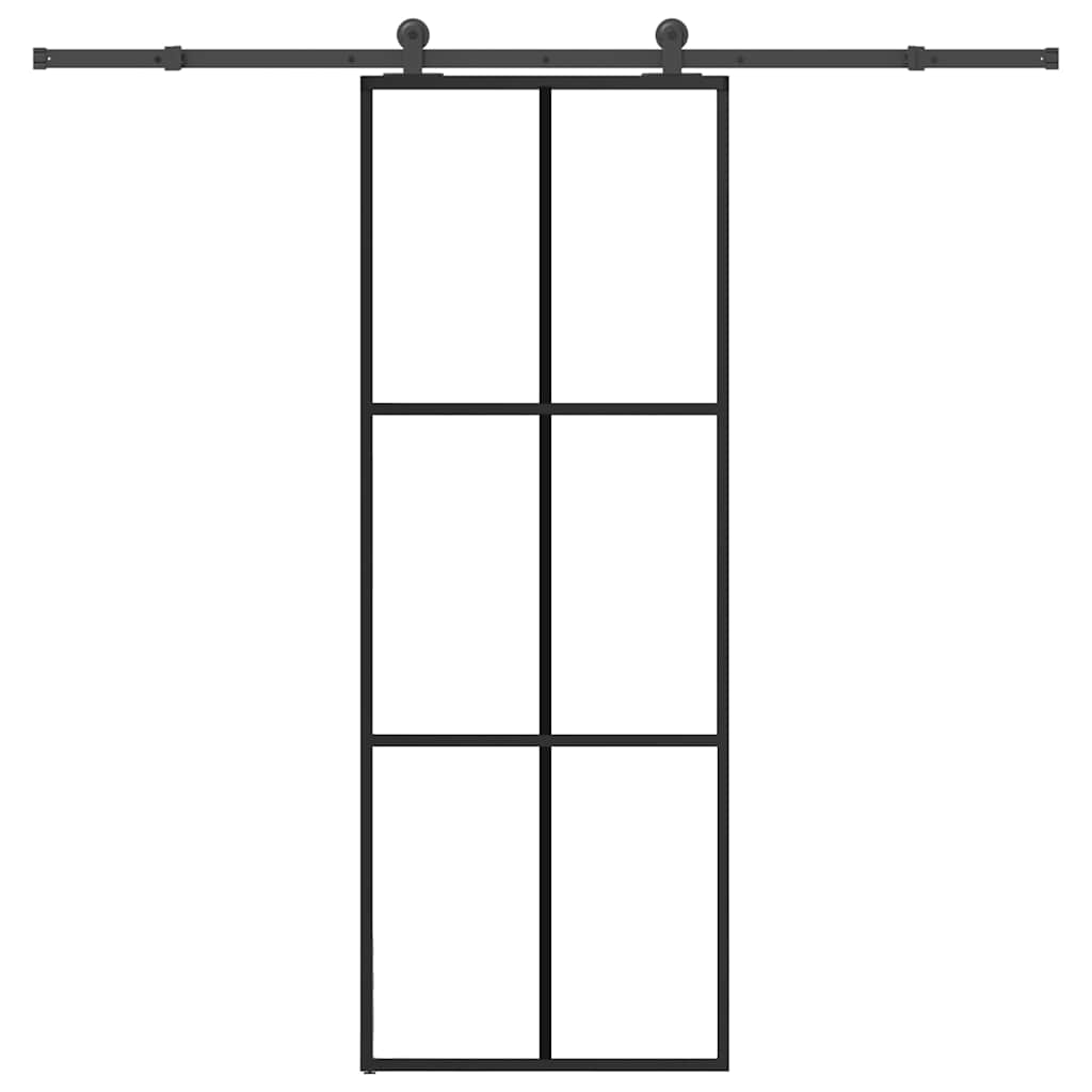 skydedør med hardwaresæt 76x205 cm sikkerhedsglas aluminium