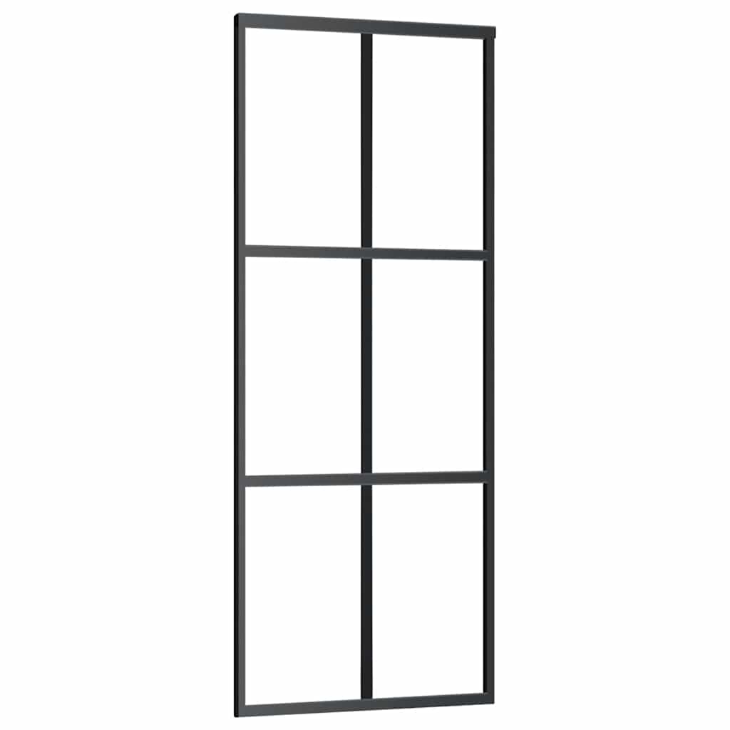 skydedør med hardwaresæt 76x205 cm sikkerhedsglas aluminium