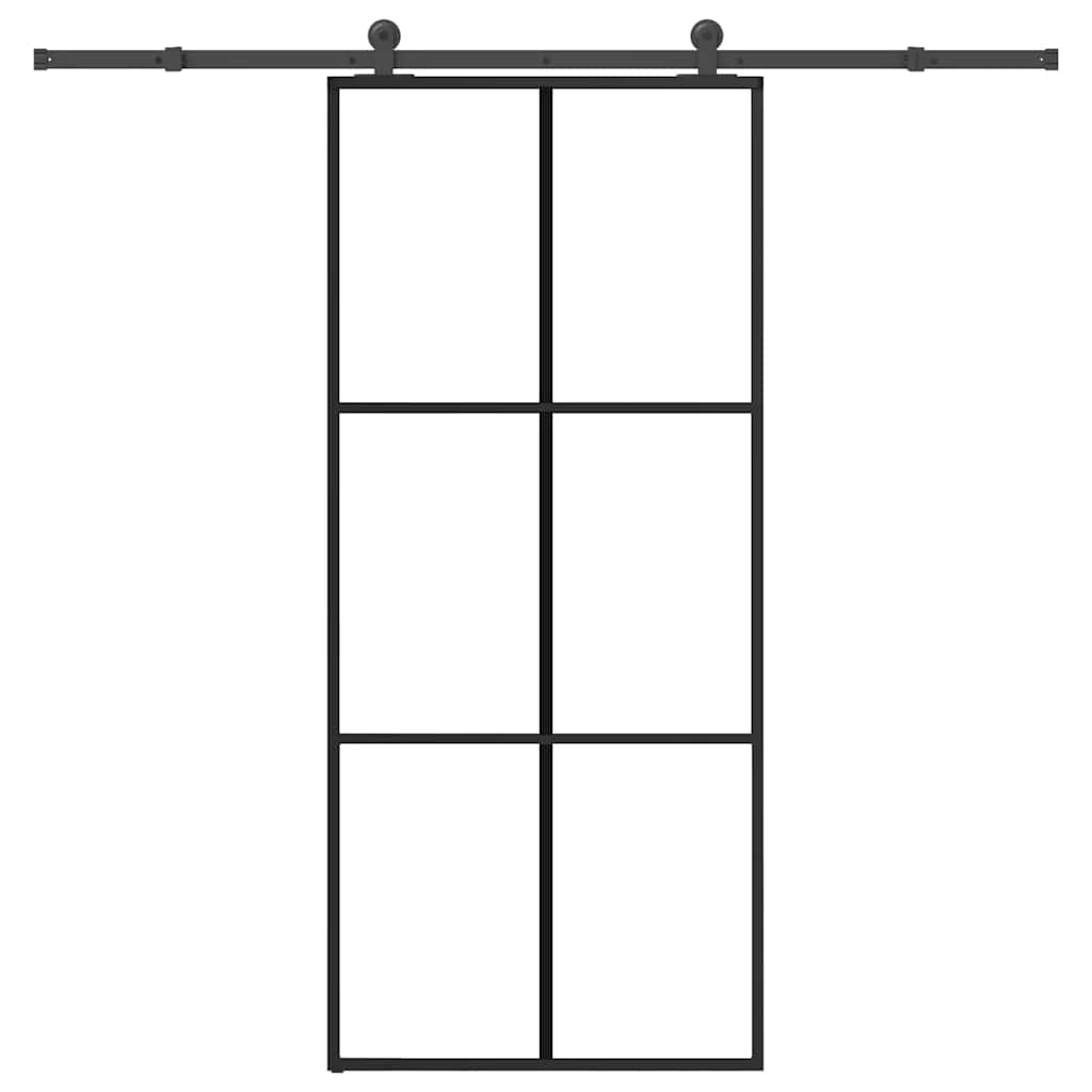skydedør med hardwaresæt 90x205 cm sikkerhedsglas aluminium