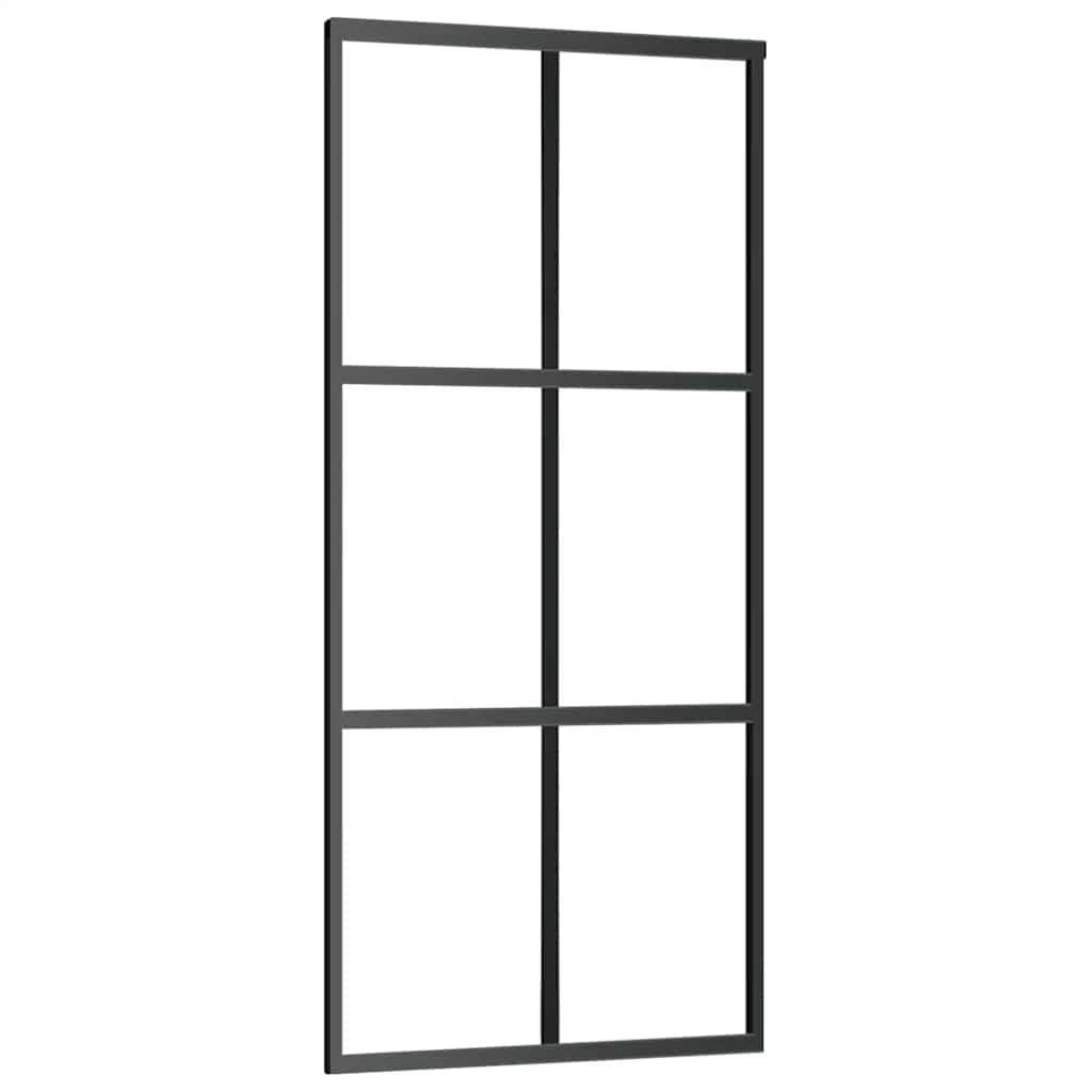 skydedør med hardwaresæt 90x205 cm sikkerhedsglas aluminium
