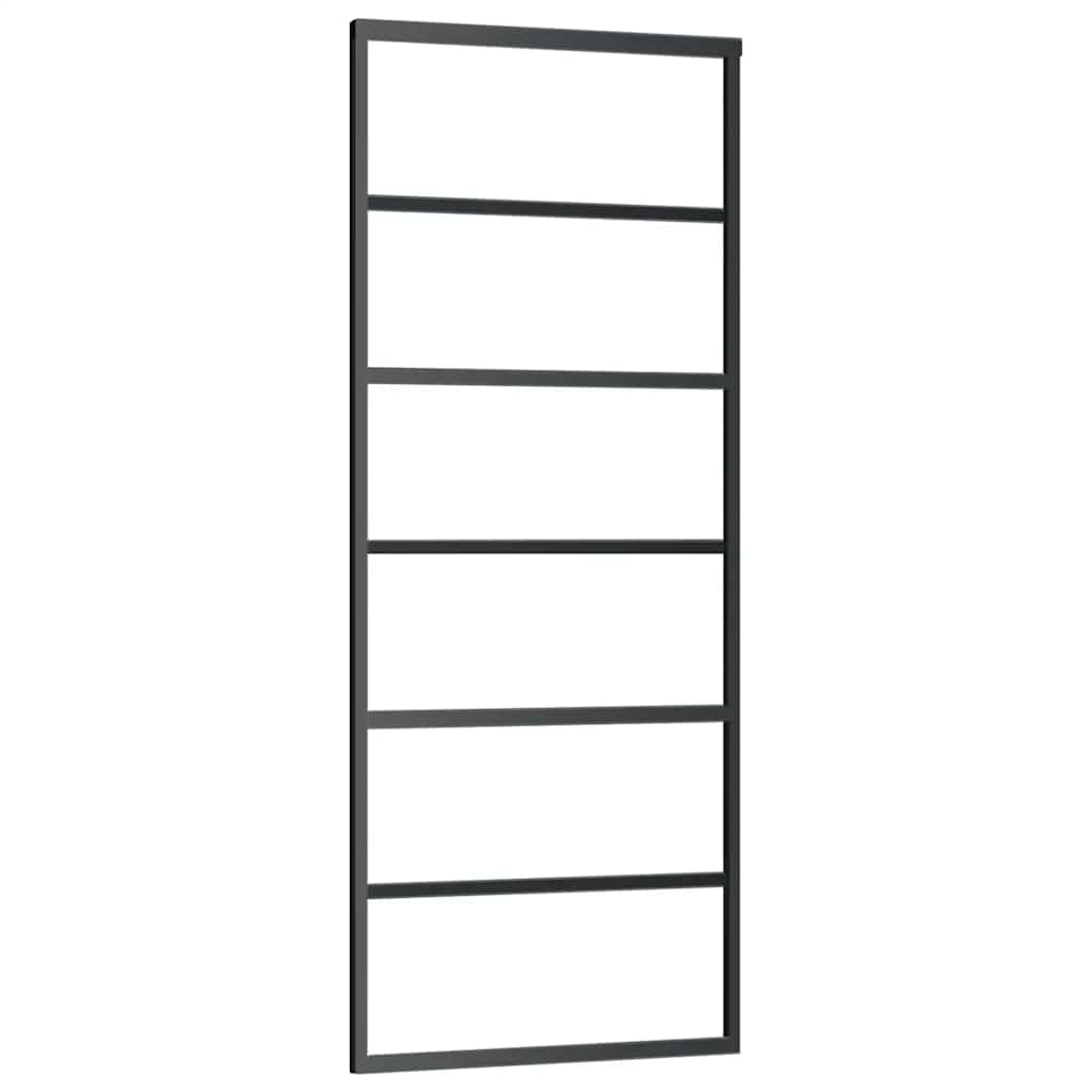 skydedør med hardwaresæt 76x205 cm sikkerhedsglas aluminium