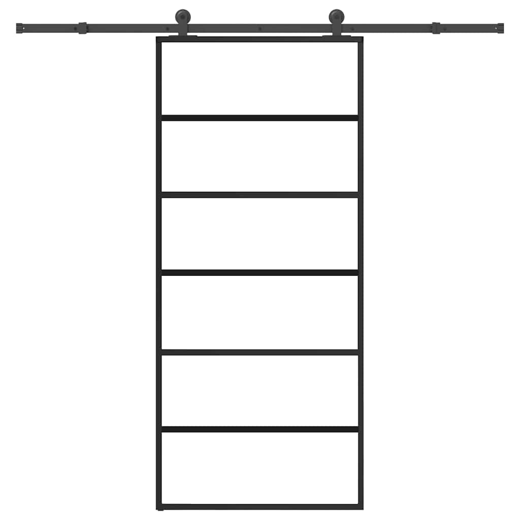 skydedør med hardwaresæt 90x205 cm sikkerhedsglas aluminium