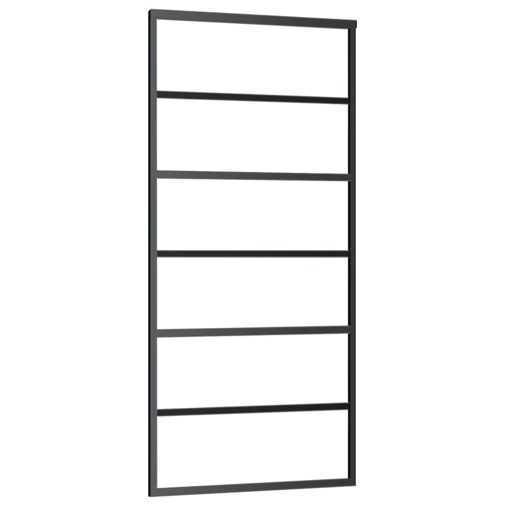 skydedør med hardwaresæt 90x205 cm sikkerhedsglas aluminium