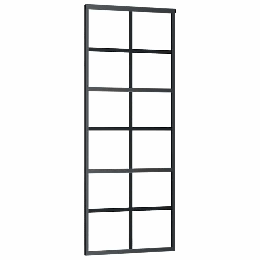 skydedør med hardwaresæt 76x205 cm sikkerhedsglas aluminium