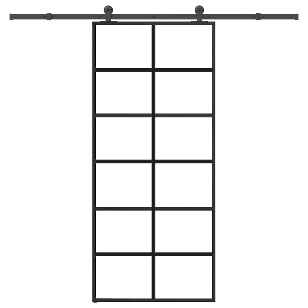skydedør med hardwaresæt 90x205 cm sikkerhedsglas aluminium