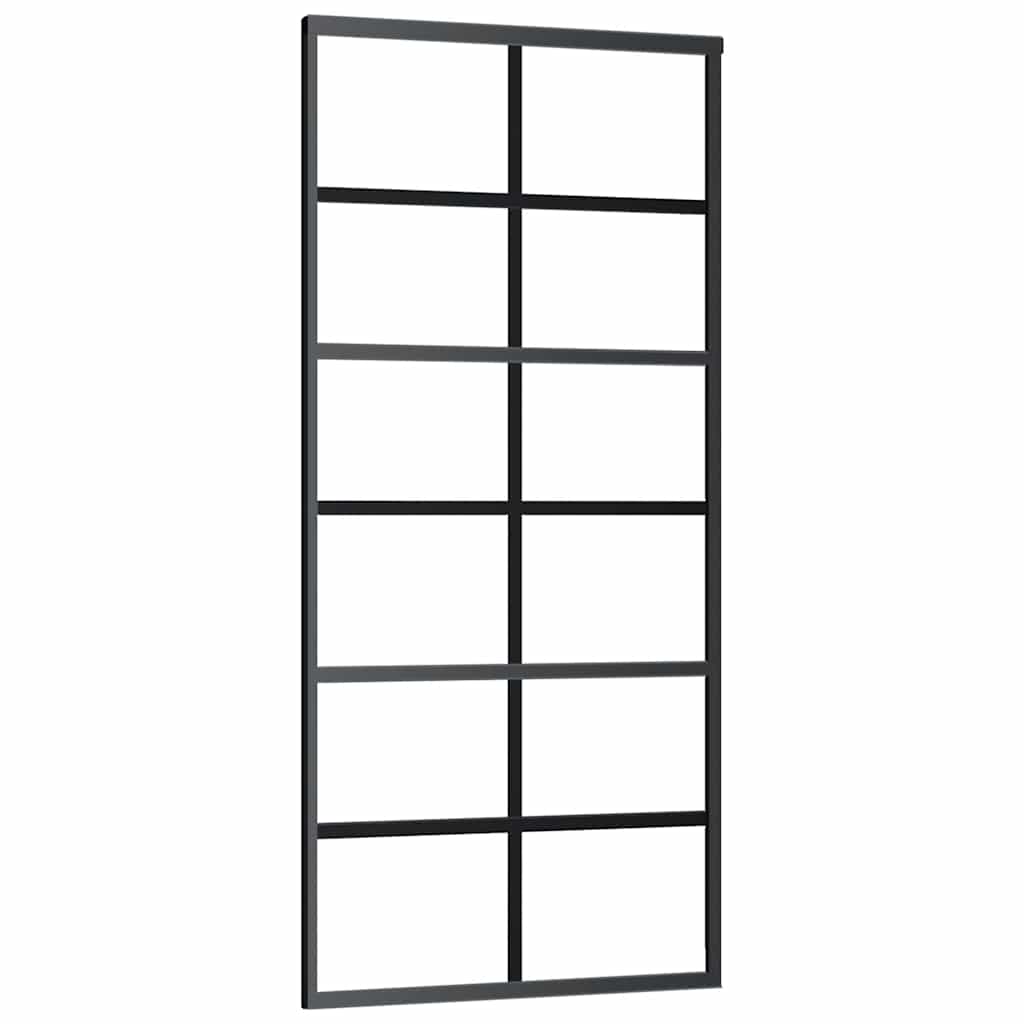 skydedør med hardwaresæt 90x205 cm sikkerhedsglas aluminium