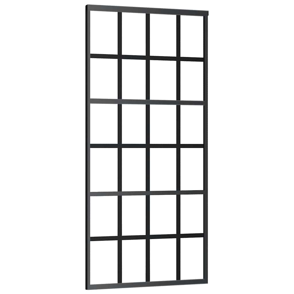skydedør med hardwaresæt 90x205 cm sikkerhedsglas aluminium