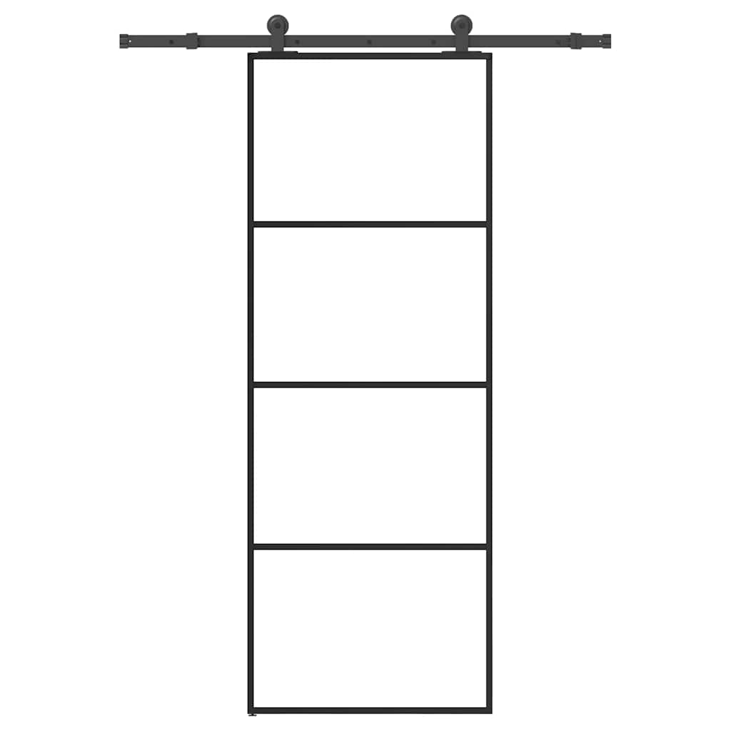 skydedør med hardwaresæt 76x205 cm sikkerhedsglas aluminium