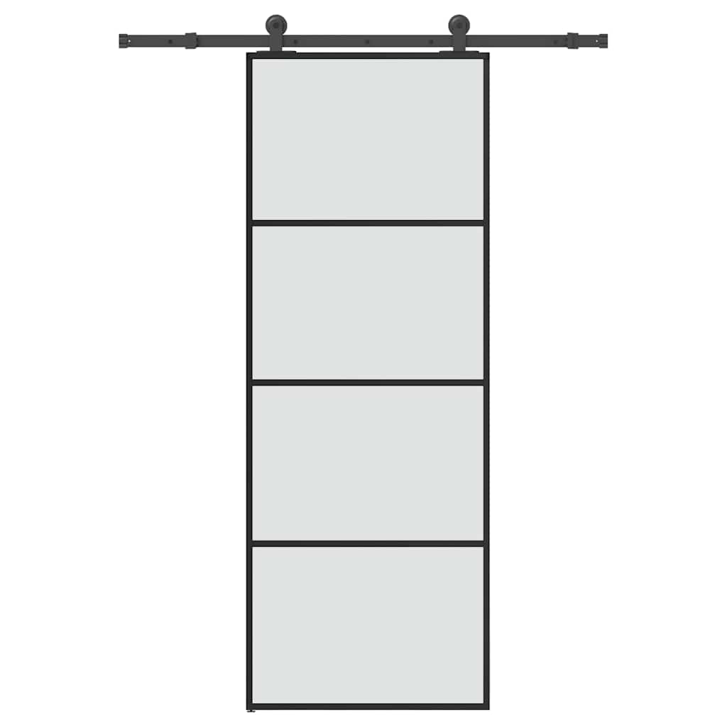 skydedør med hardwaresæt 76x205 cm sikkerhedsglas aluminium