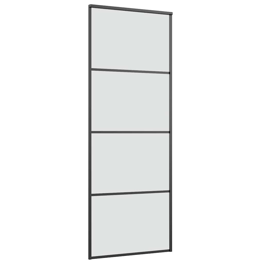skydedør med hardwaresæt 76x205 cm sikkerhedsglas aluminium