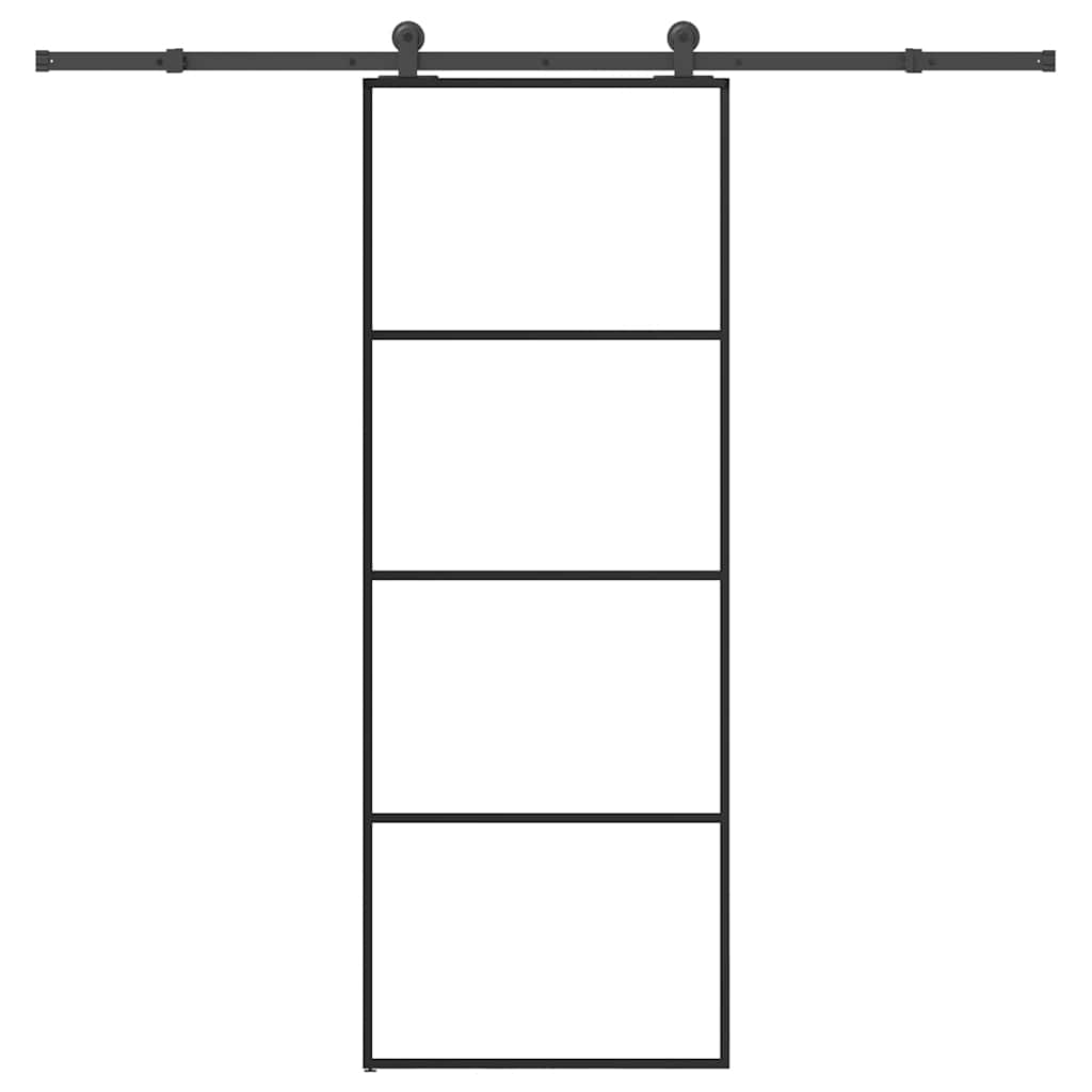 skydedør med hardwaresæt 76x205 cm sikkerhedsglas aluminium