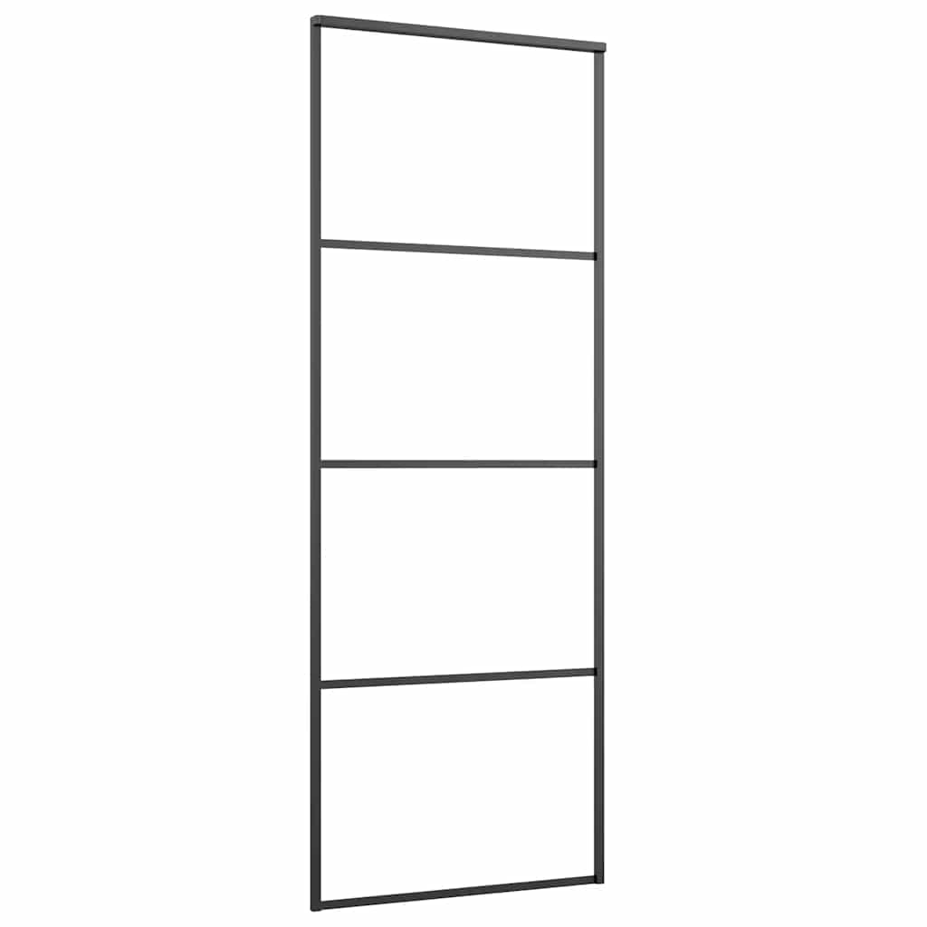 skydedør med hardwaresæt 76x205 cm sikkerhedsglas aluminium