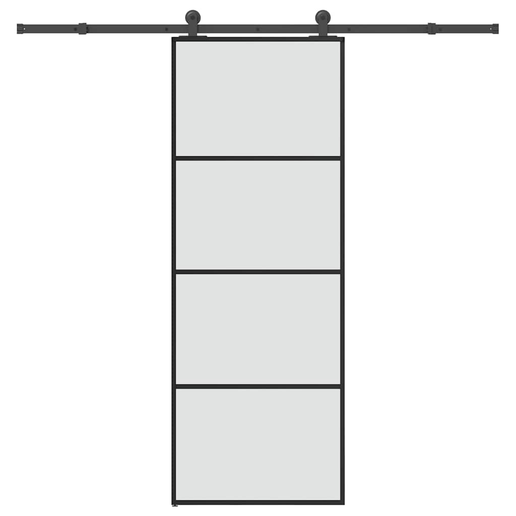 skydedør med hardwaresæt 76x205 cm sikkerhedsglas aluminium