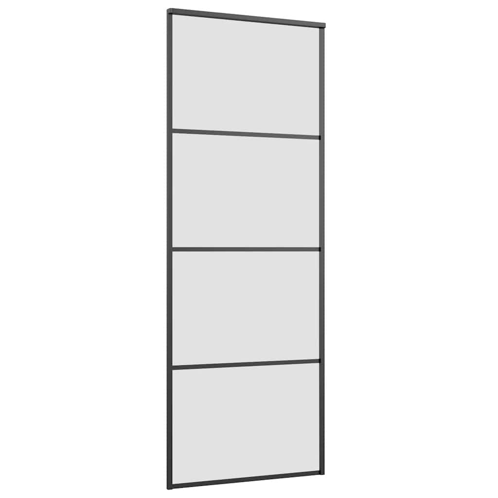 skydedør med hardwaresæt 76x205 cm sikkerhedsglas aluminium