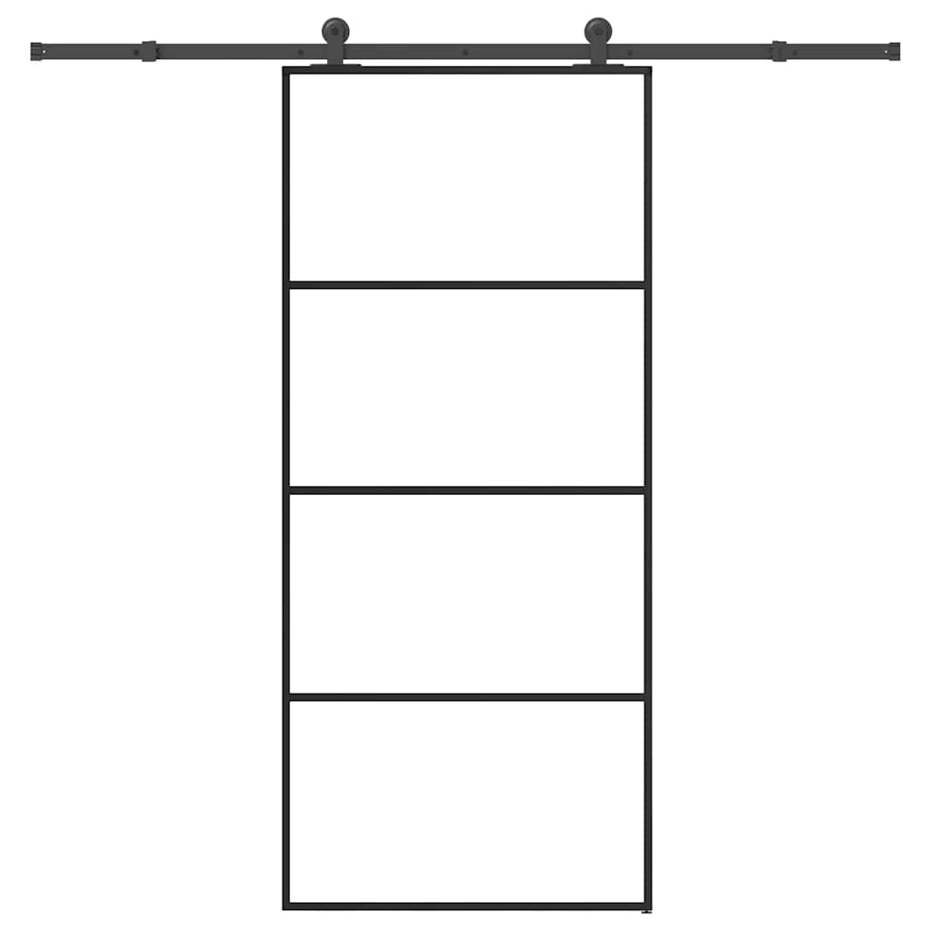 skydedør med hardwaresæt 90x205 cm sikkerhedsglas aluminium