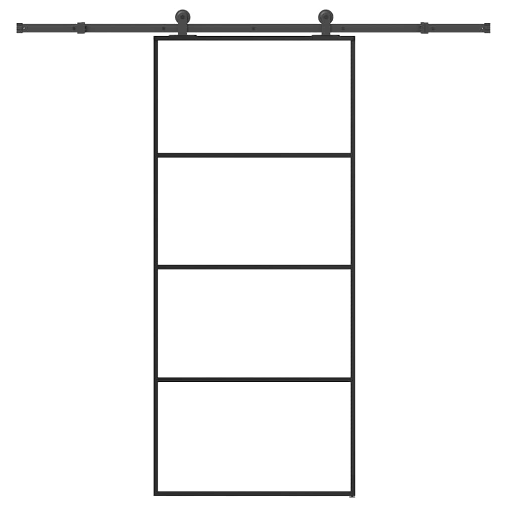 skydedør med hardwaresæt 90x205 cm sikkerhedsglas aluminium