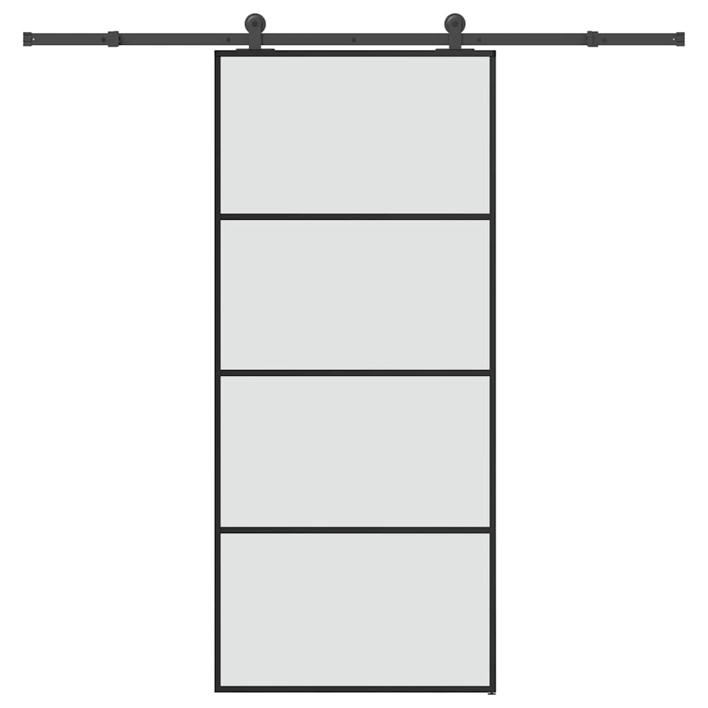 skydedør med hardwaresæt 90x205 cm sikkerhedsglas aluminium
