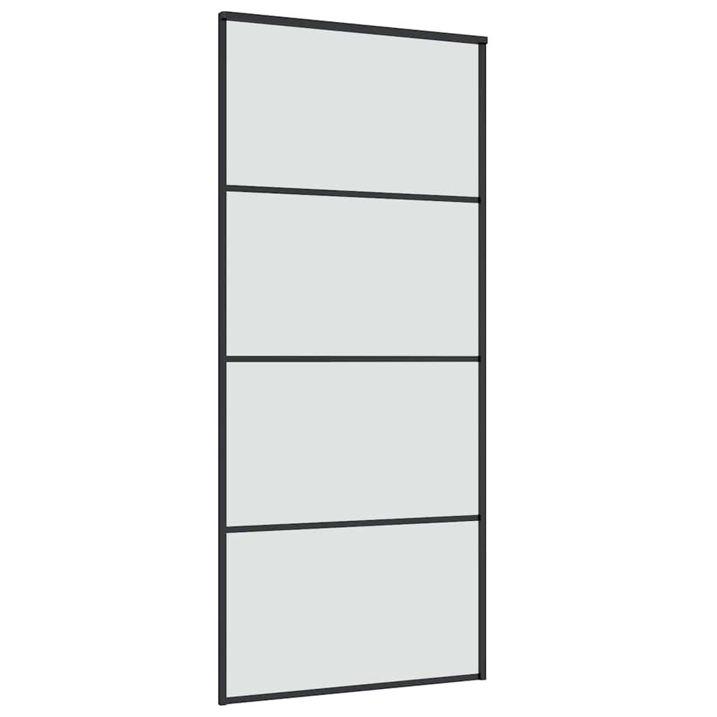 skydedør med hardwaresæt 90x205 cm sikkerhedsglas aluminium