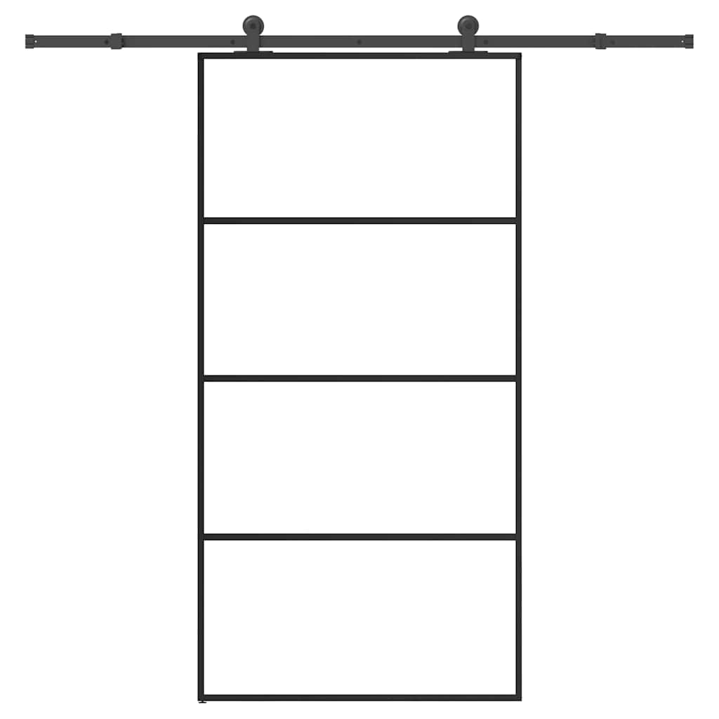 skydedør med hardwaresæt 102,5x205 cm sikkerhedsglas aluminium