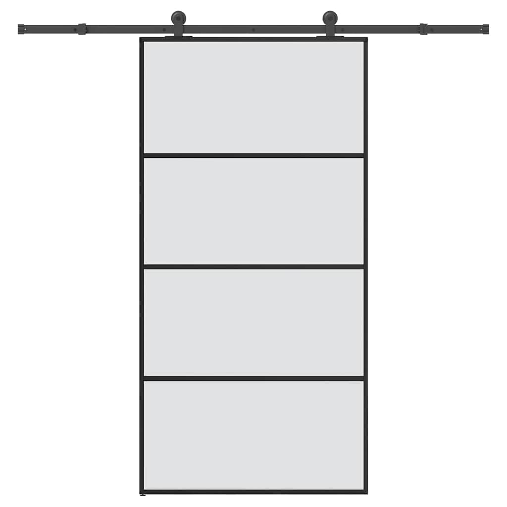skydedør med hardwaresæt 102,5x205 cm sikkerhedsglas aluminium