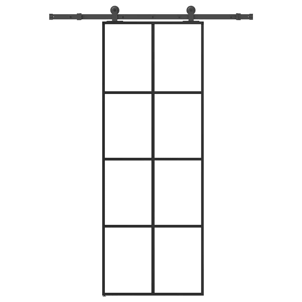 skydedør med hardwaresæt 76x205 cm sikkerhedsglas aluminium