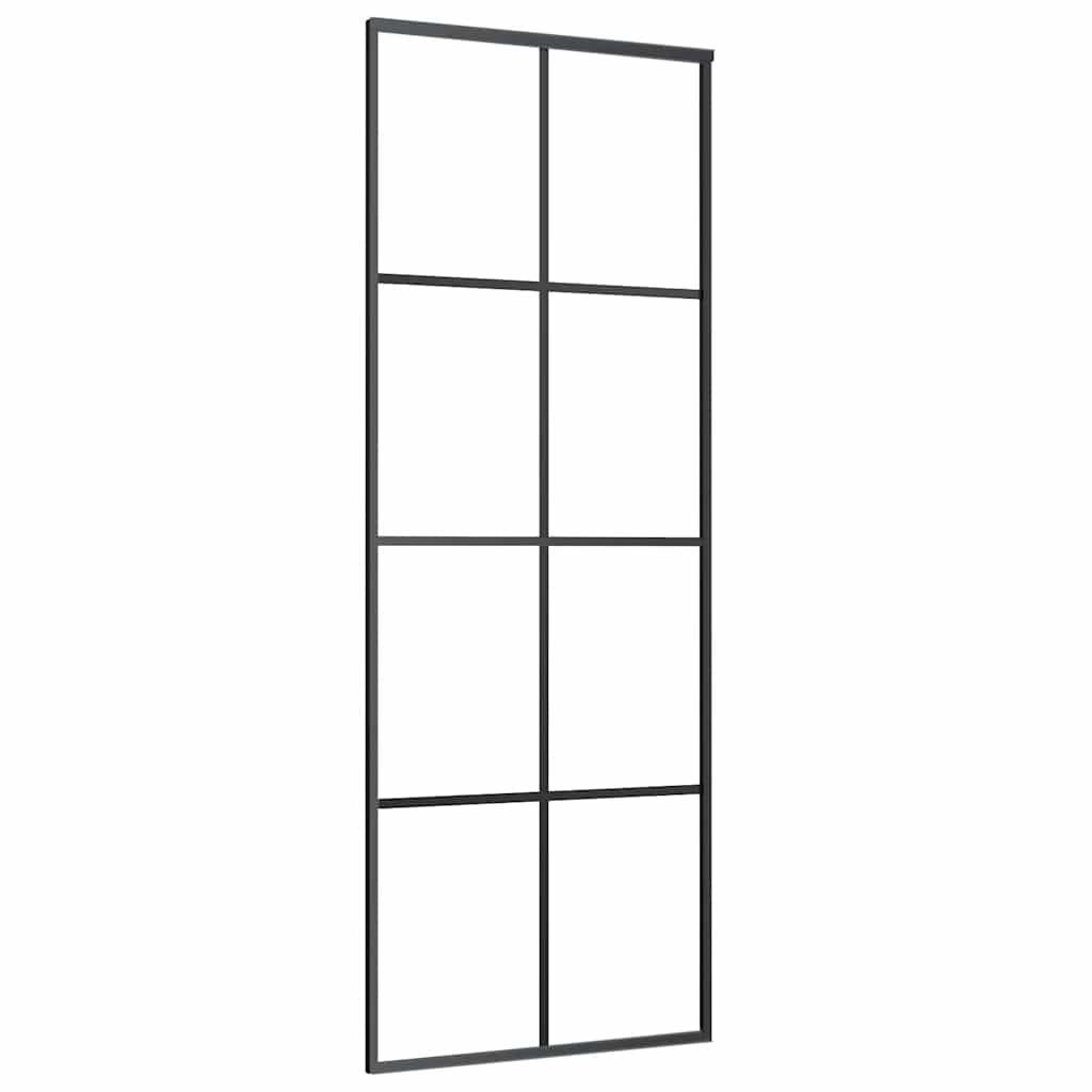 skydedør med hardwaresæt 76x205 cm sikkerhedsglas aluminium