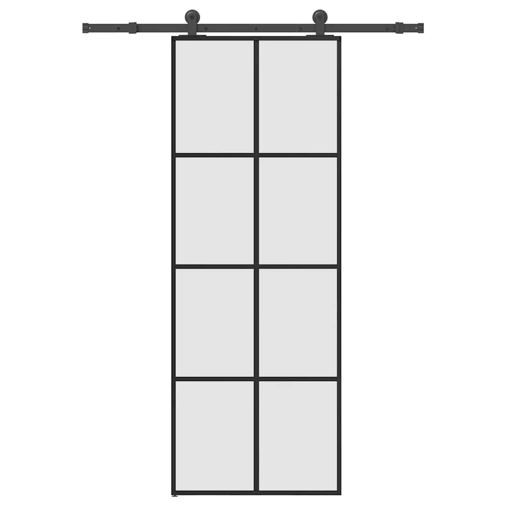 skydedør med hardwaresæt 76x205 cm sikkerhedsglas aluminium