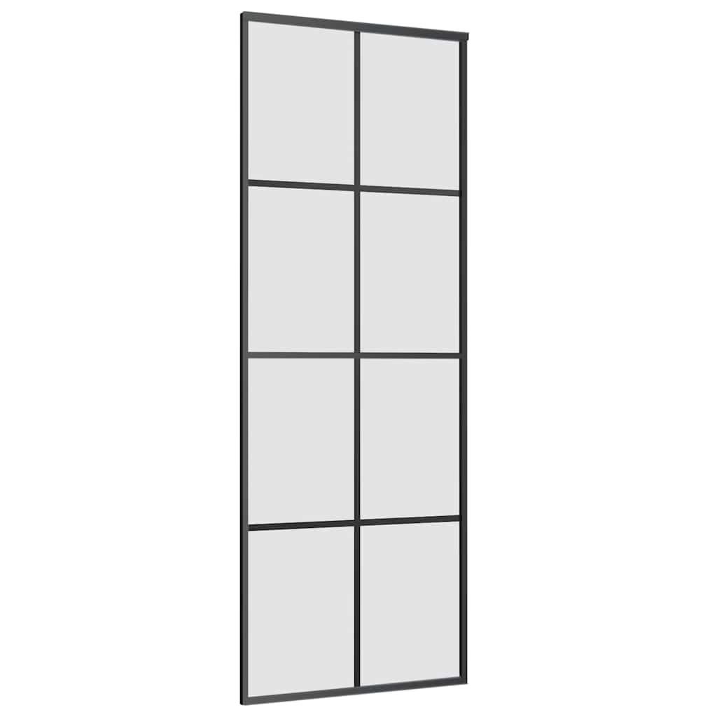 skydedør med hardwaresæt 76x205 cm sikkerhedsglas aluminium
