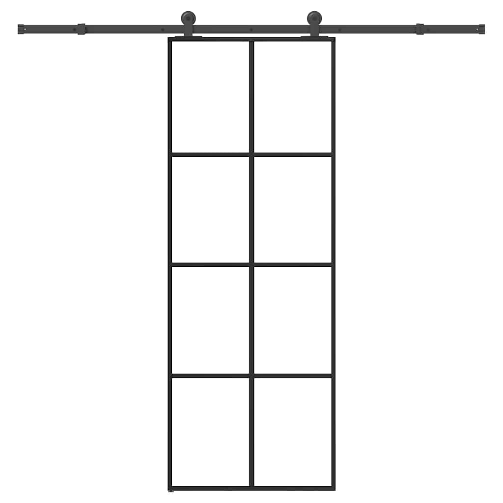 skydedør med hardwaresæt 76x205 cm sikkerhedsglas aluminium