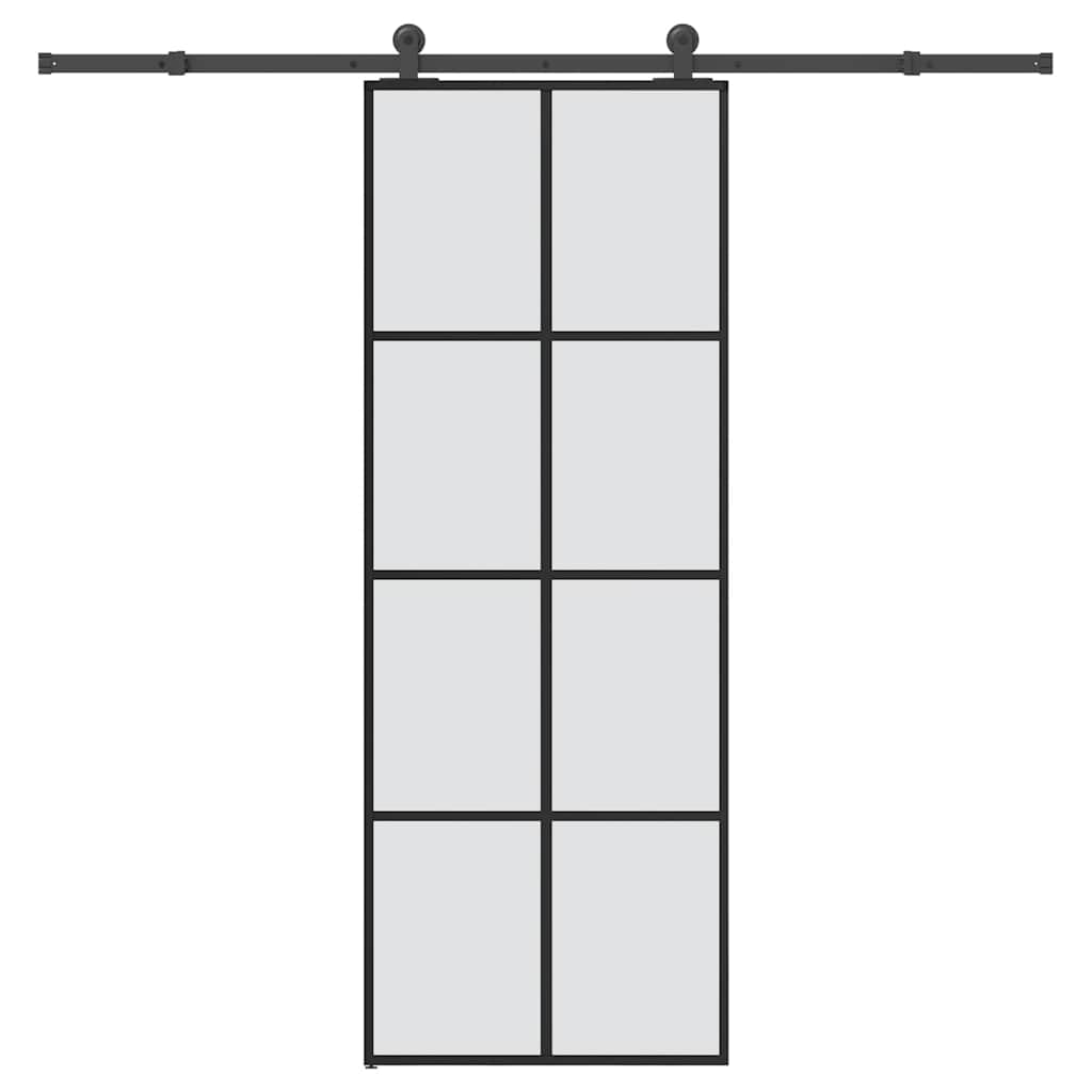 skydedør med hardwaresæt 76x205 cm sikkerhedsglas aluminium