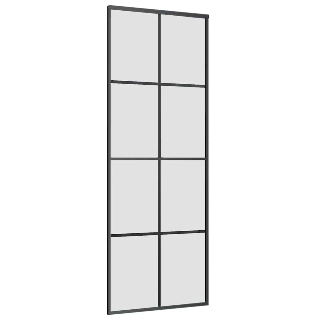 skydedør med hardwaresæt 76x205 cm sikkerhedsglas aluminium