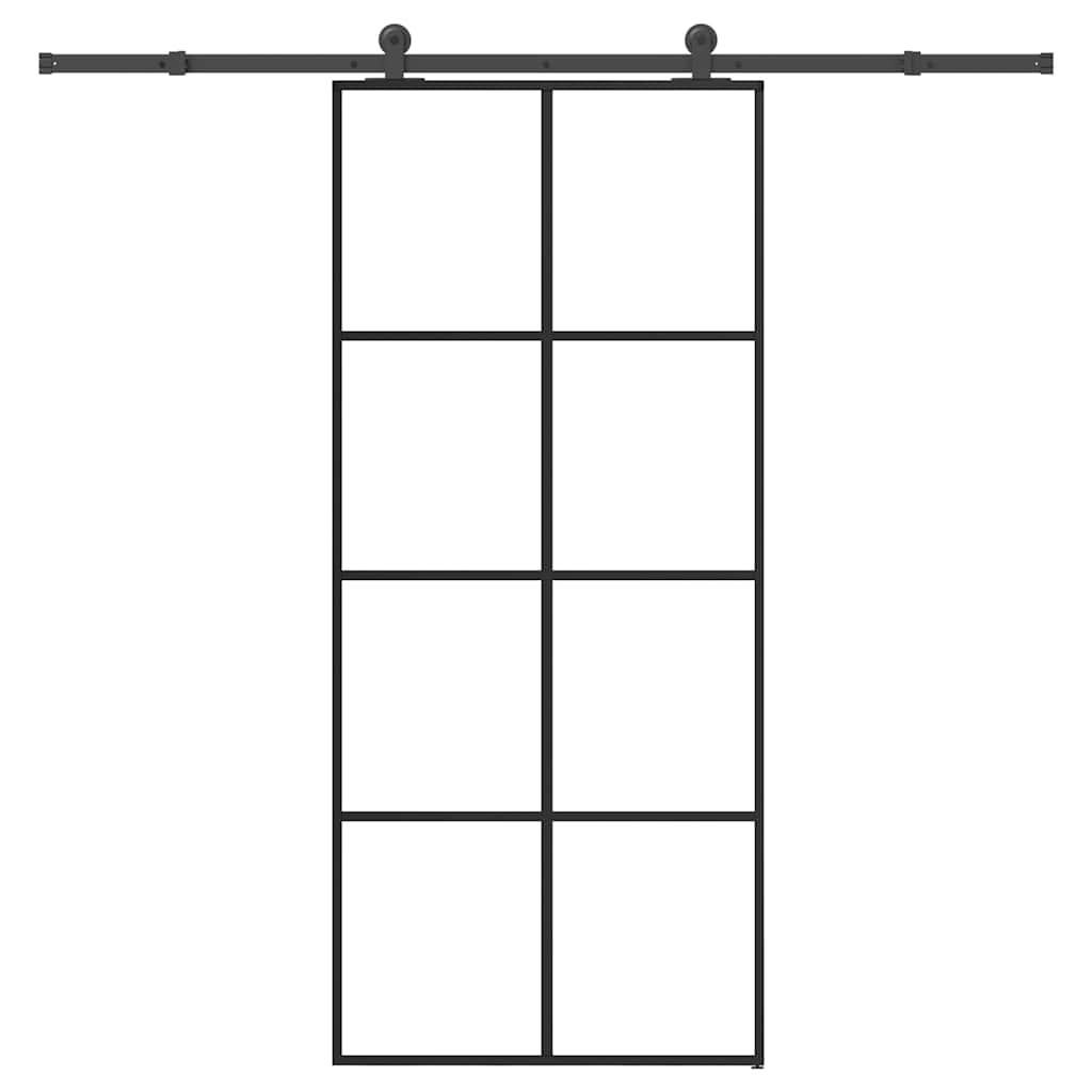 skydedør med hardwaresæt 90x205 cm sikkerhedsglas aluminium