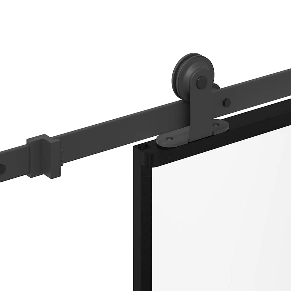 skydedør med hardwaresæt 90x205 cm sikkerhedsglas aluminium