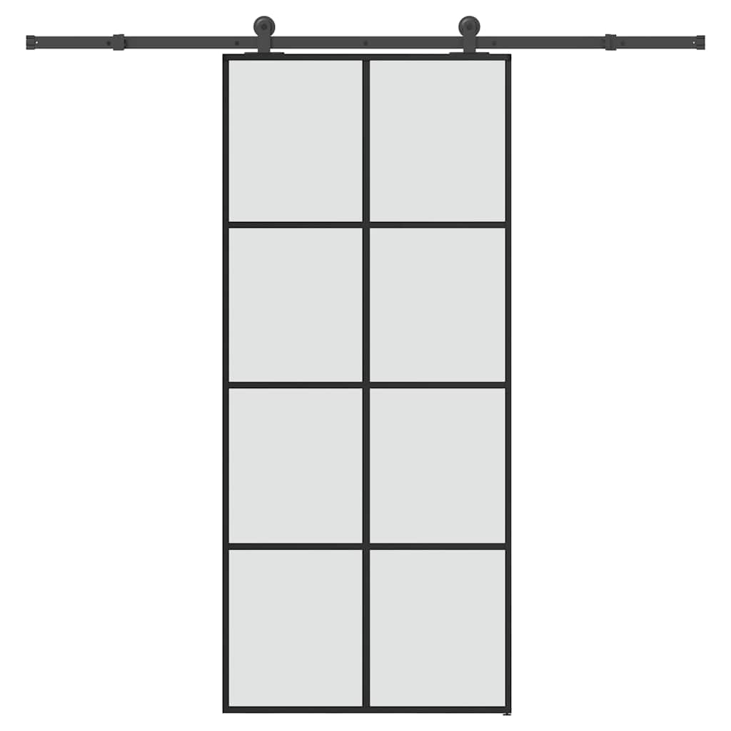 skydedør med hardwaresæt 90x205 cm sikkerhedsglas aluminium