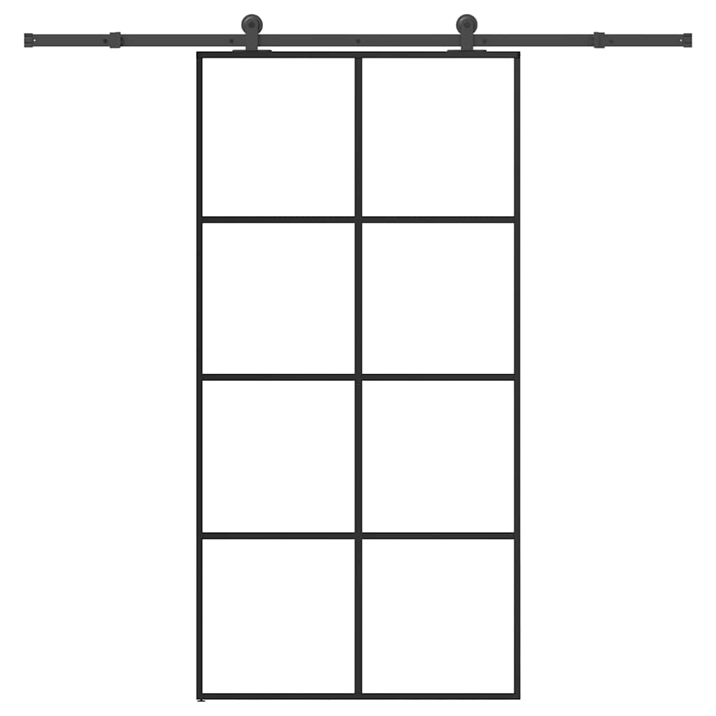 skydedør med hardwaresæt 102,5x205 cm sikkerhedsglas aluminium
