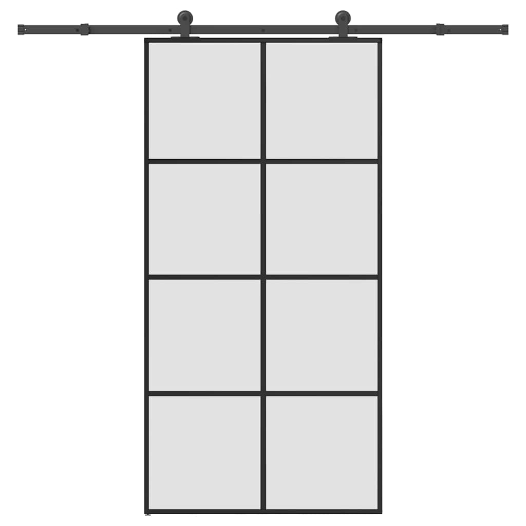 skydedør med hardwaresæt 102,5x205 cm sikkerhedsglas aluminium