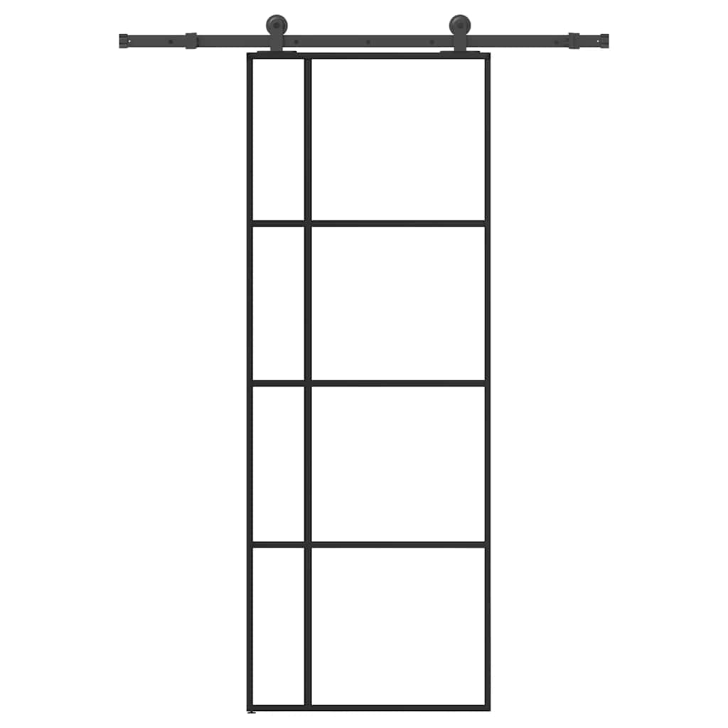 skydedør med hardwaresæt 76x205 cm sikkerhedsglas aluminium