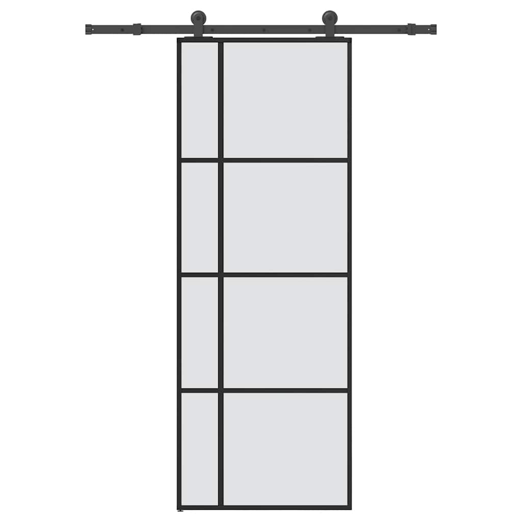 skydedør med hardwaresæt 76x205 cm sikkerhedsglas aluminium