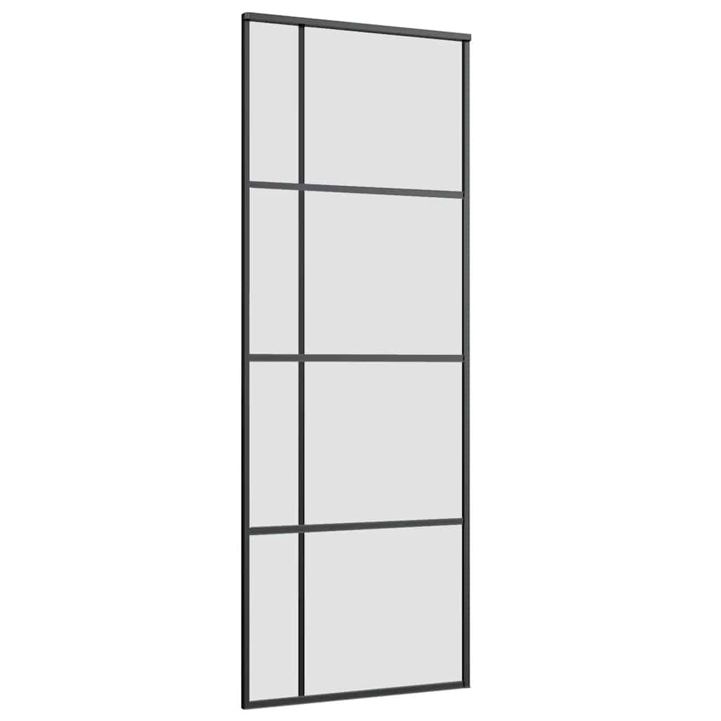 skydedør med hardwaresæt 76x205 cm sikkerhedsglas aluminium